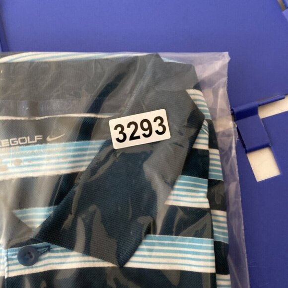 Nike Golf Standard Fit Polo Shirt XL Multi-Blue White Striped Golfer Performance - Picture 10 of 10